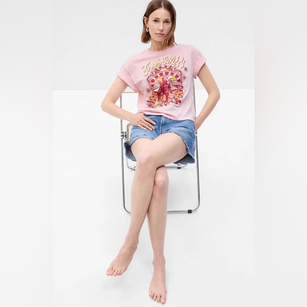 GAP Light Pink Janis Joplin Crewneck Tee